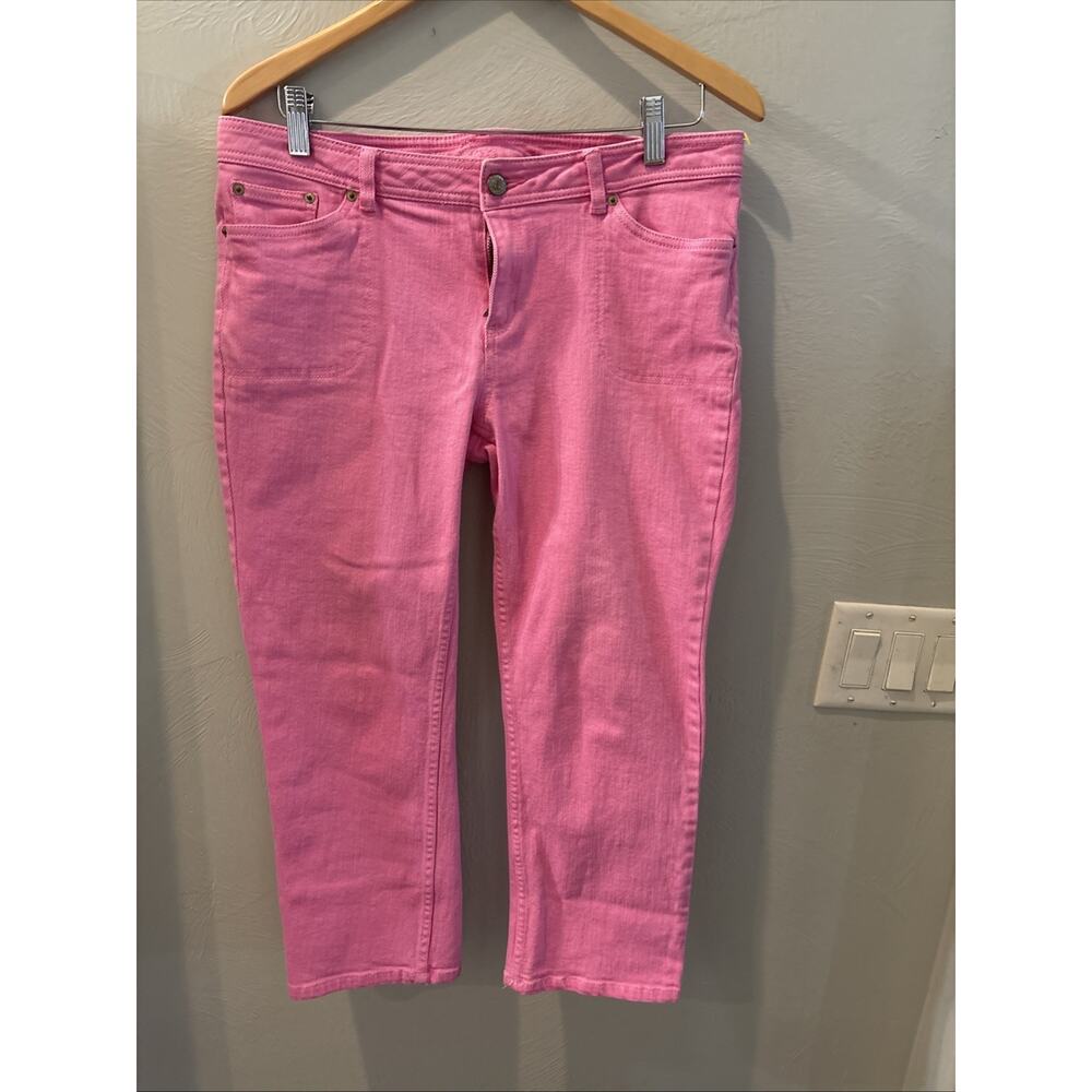 Lilly Pulitzer pink cropped ankle jeans capris size 10 Bold Playful Coastal